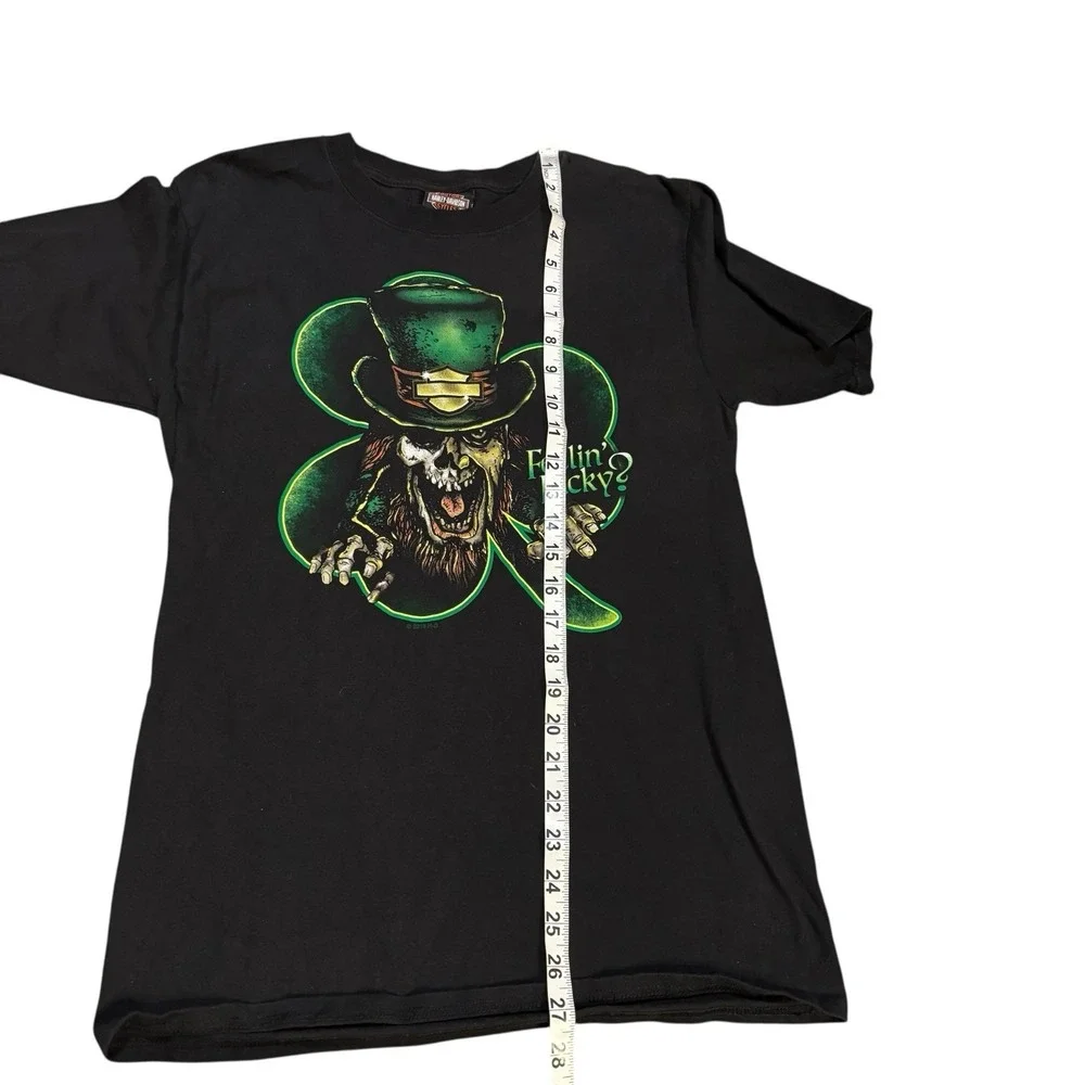 Harley-Davidson Feeling Lucky Graphic Tee‎ Mens Small Shamrock Skull Leprechaun